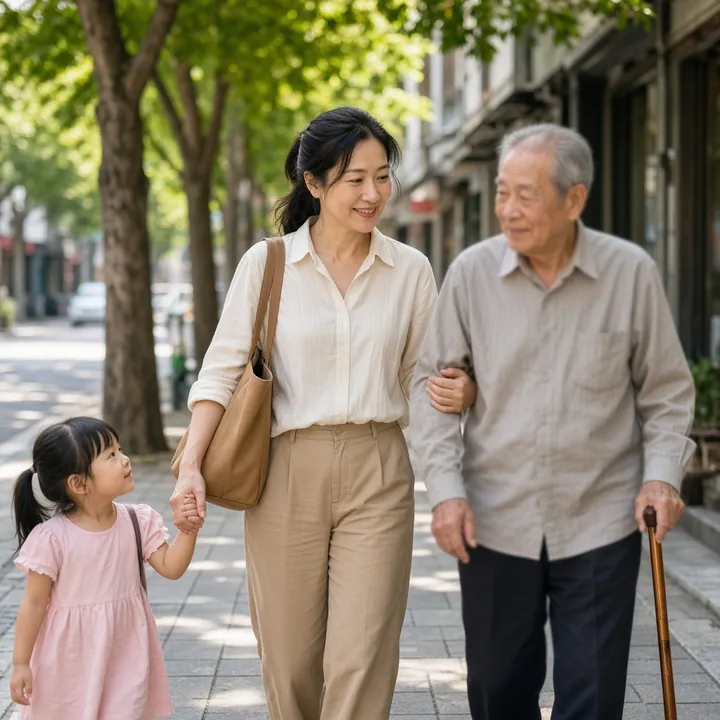 一位女性同時是媽媽、照顧者、通勤族