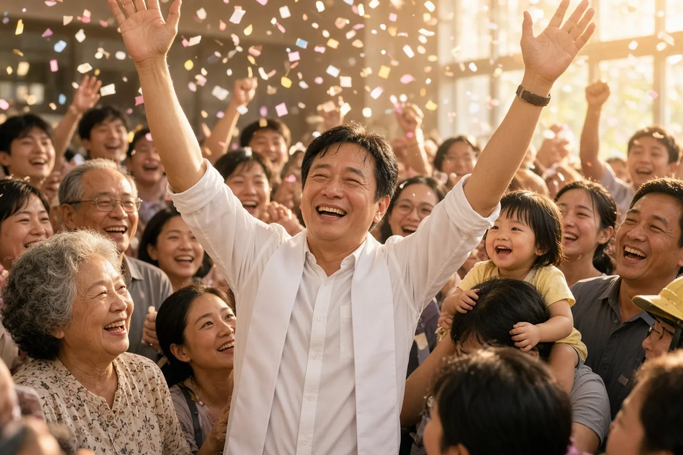 開票夜各族群支持者一起歡呼